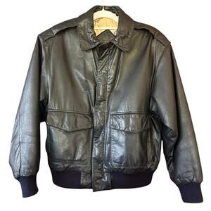 reston And York Soft Genuine Leather Aviator Bomber Jacket Men’s Size S Vintage